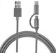 4Smarts Плетена USB към Type-C / micro USB Кабел Сив 1м (4S468544)