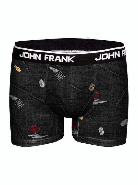 John Frank Ripped Men's Boxer Black with Patterns