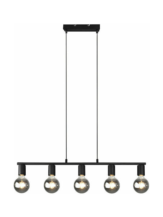 Trio Lighting Vannes Μοντέρνο Κρεμαστό Φωτιστικό Πολύφωτο Ράγα για 5 Λαμπτήρες E27 σε Μαύρο Χρώμα