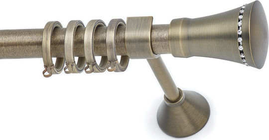 Anartisi Metallic Curtain Pole S15 Single Φ25mm 200cm Antique / Crystal
