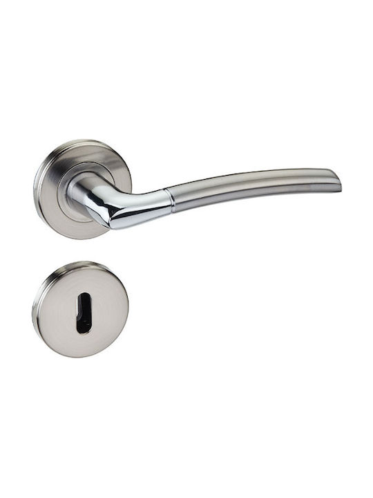 Viobrass Lever Front Door with Rosette Right 4087 4087 Nickel / Chrome