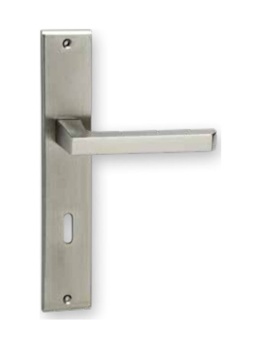 Viometale Lever Front Door with Plate Left 06.930 Nickel