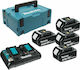 Makita Set 4 Werkzeugbatterien 18V Kapazität 3Ah mit Ladegerät