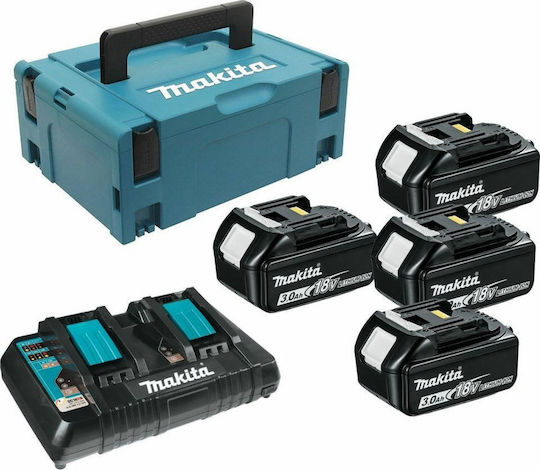 Makita Set 4 Werkzeugbatterien 18V Kapazität 3Ah mit Ladegerät