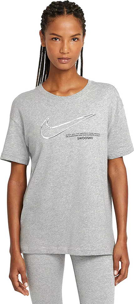 Nike Swoosh Αθλητικό Γυναικείο T-shirt Γκρι με Στάμπα DB9811-063 |  Skroutz.gr