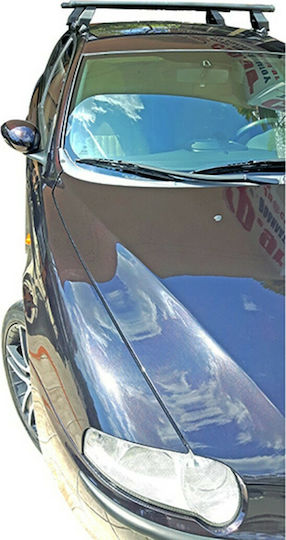 Menabo Metallic Car Roof Bars 112cm for Alfa Romeo Alfa 147 5D for Cars with Factory Bars Set with Roof Rack Legs Black