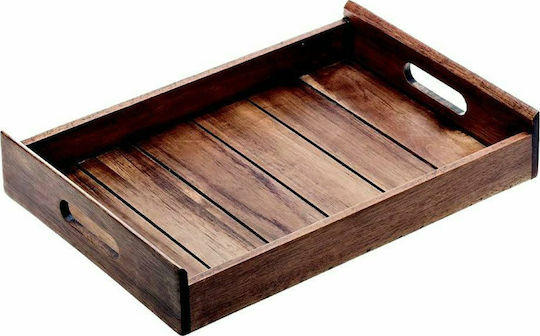 Leone Lemnos Dreptunghiular Tavă de Servire cu Mânere în Culoare Maro 35x24x6cm S5006 1buc
