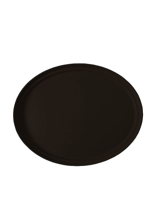 GTSA Στρογγυλός Δίσκος Σερβιρίσματος Αντιολισθητικός από Πλαστικό σε Μαύρο Χρώμα 40x40cm