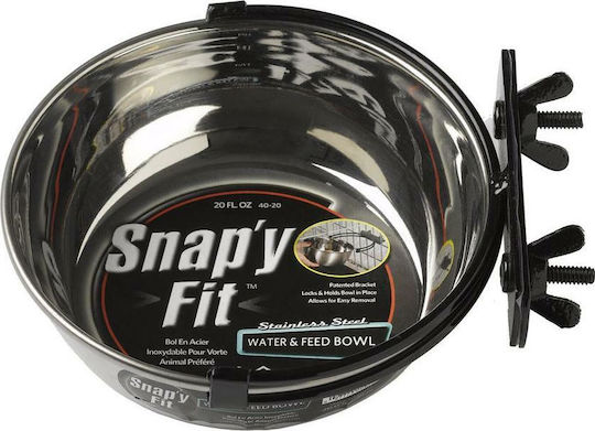 Midwest Snap'y Fit Ανοξείδωτο Μπολ Φαγητού & Νερού για Σκύλο με Βάση 1.89lt σε Ασημί Χρώμα