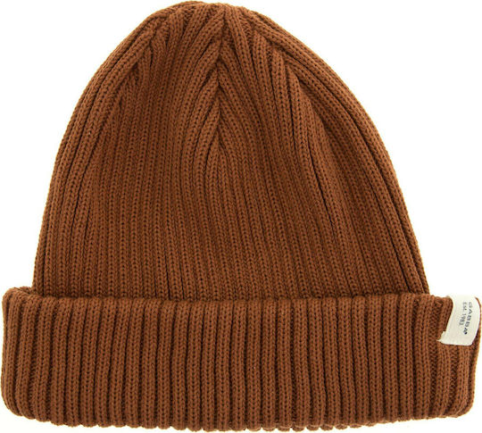 2200490001 Ribbed Beanie Cap Brown