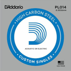 Daddario Corză Oțel Individuală pentru Chitară acustică / Chitară electrică Single Plain .014"