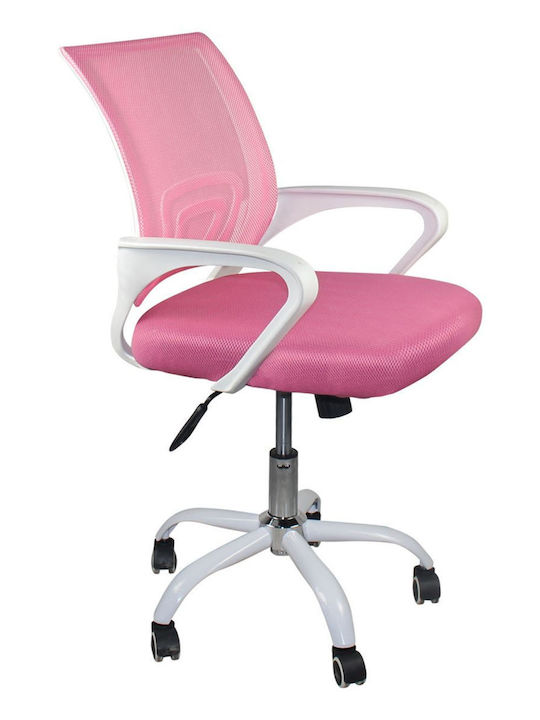 Woodwell BF2101-SW Καρέκλα Γραφείου με Ανάκλιση Άσπρο / Mesh Ροζ
