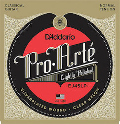Daddario Pro-Arte Lightly Polished Set of Classical Guitar Strings Silver Plated 28 - 43 Inches Normal Tension