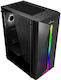 Powertech PT-848 Gaming Midi Tower Computer Case with Window Panel and RGB Lighting Black