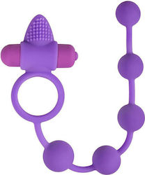 Easytoys Triple Pleasure Couple Toy Anal Beads with Vibration Purple 29cm ET345PUR