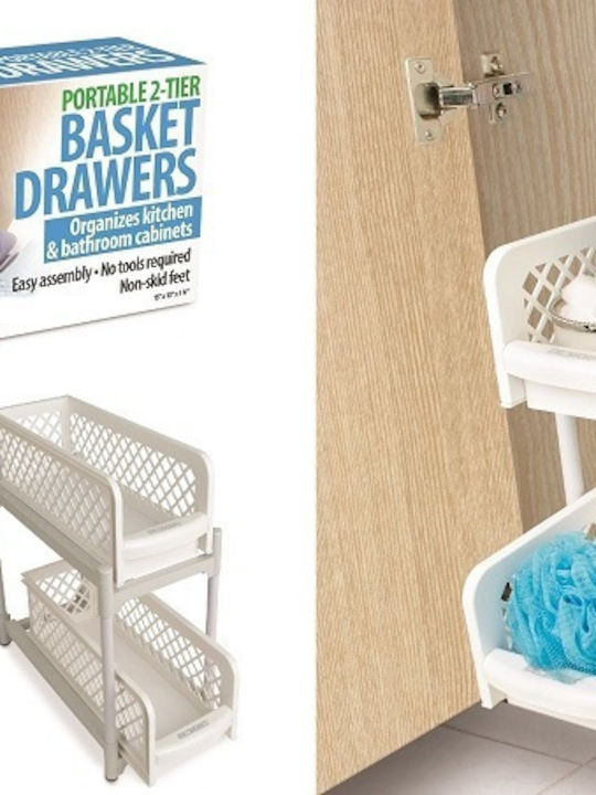 03006BDR50WH An der Wand montiert Badezimmerregal Kunststoff mit 2 Regalböden 38.1x19x36.2cm Weiß
