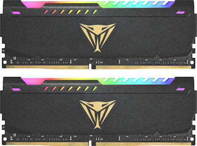 Patriot Viper Steel RGB 16GB DDR4 RAM με 2 Modules (2x8GB) και Ταχύτητα 3200 για Desktop