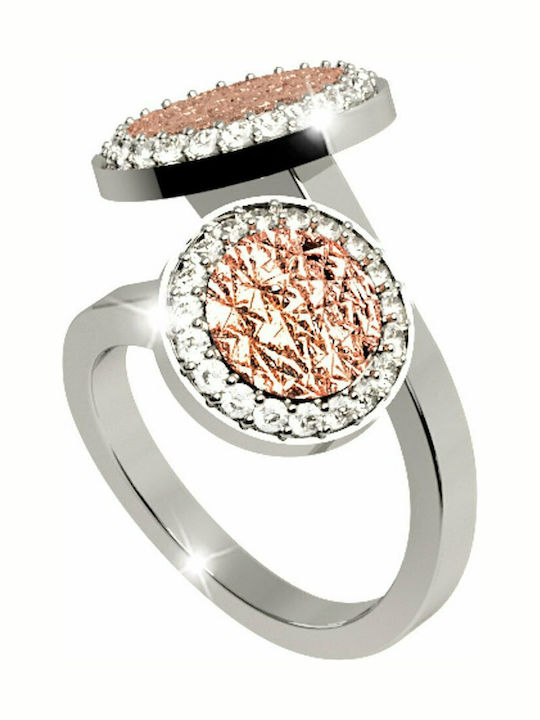 Rebecca Ring with Zircon made of Steel Gold Plated