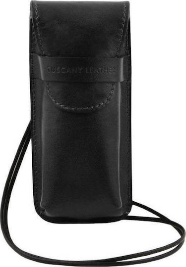 Tuscany Leather Eyeglass Case & Mobile Small Size in Black color