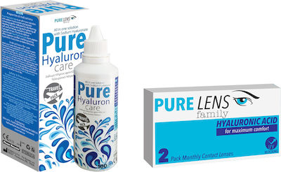 Pure Lens Hyalouronic Acid 2 Μηνιαίοι Φακοί Επαφής Υδρογέλης με UV Προστασία & Pure Hyaluron Care 100ml