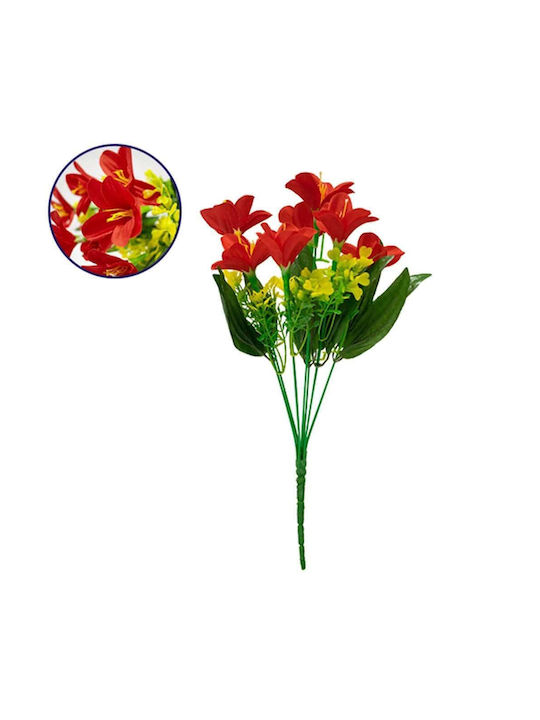GloboStar Strauß aus Künstlichen Blumen Red 33cm 1Stück