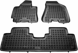 Rezaw Plast Set of Front and Rear Mats Tray Type 3pcs from Rubber for Kia Sportage Hyundai Tucson (I) Black