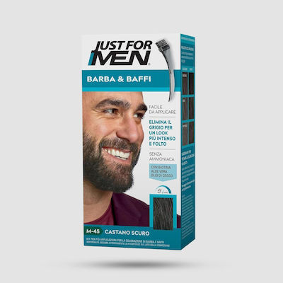 Just For Men Βαφή Περιποίησης για Γένια και Μουστάκι Σκούρο Καστανό