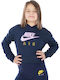 Fleece Παιδικό Φούτερ Cropped με Κουκούλα Navy Μπλε Sportswear