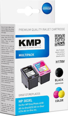 KMP H178V Compatible Inkjet Printer Ink Package HP 303XL T6N04AE/T6N03AE Multi (Color) / Black 4pcs