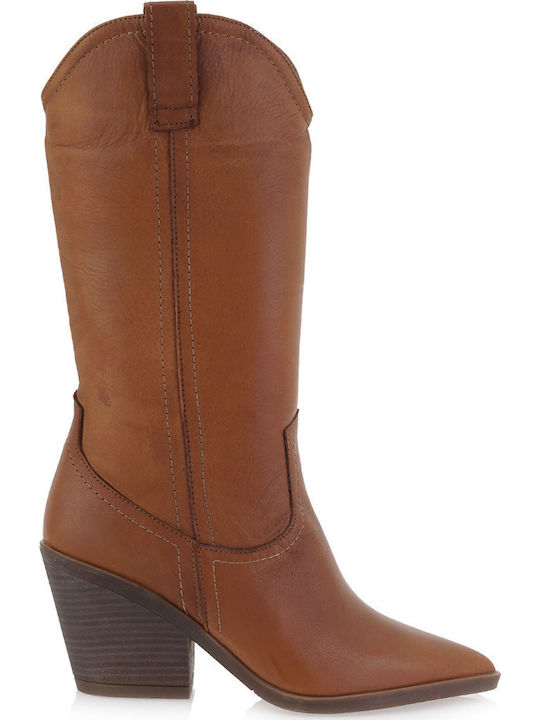 Carad Shoes High Heel Cowboy Boots Tabac Brown