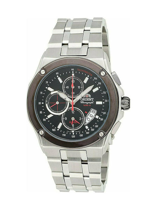 Orient Watch Chronograph Battery with Silver Metal Bracelet