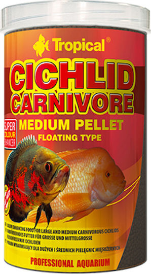 Tropical Cichlid Carnivore Medium Pellet Hrana Pentru Pești Ciclide În Cereale Cu Spirulina 1000ml