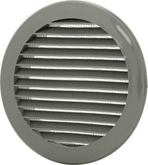 Europlast 101- Vent Louver 12.5x12.5cm Round with Screen Gray Plastic