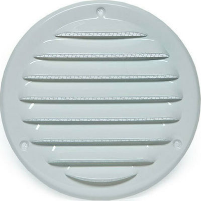 Europlast 101- Round Vent Louver with Sieve 12.5x12.5cm Λευκή Μεταλλική