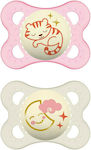 Mam Orthodontic Pacifiers Silicone Kitty/Cynnefo Pink - White Night for 2-6 months 2pcs