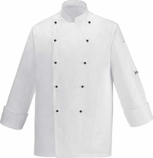 Egochef Σακάκι Σεφ 100% Microfiber Ανδρικό Λευκό με Μακρύ Μανίκι Klima