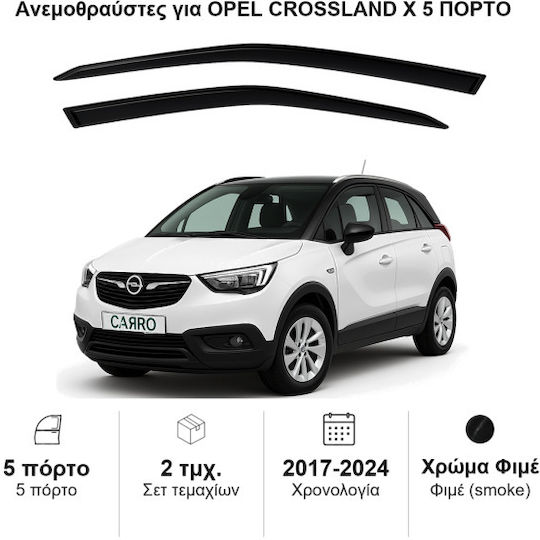 Heko Set of Windbreakers Front Car Dark Fime for Opel Crossland X 5D 2017 2pcs