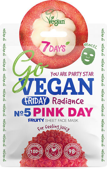 7DAYS Go Vegan Sheet Μάσκα Προσώπου για Ενυδάτωση / Λάμψη 25gr