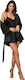 Dreamgirl Sexy Set with Nightgown and Robe Black