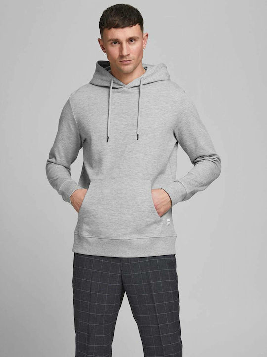 Jack & Jones Herren Sweatshirt mit Kapuze und Taschen Grey / Light Grey Melange