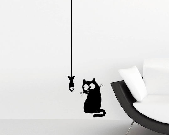Dekorativer Aufkleber Wand Cat & Fish 1Stück 45x35cm Ango Dekorativer Aufkleber Wand Cat & Fish 1Stück 45x35cm Ango