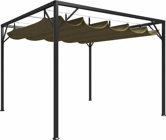 Garden Pergola from Metallic with Ceiling in Beige Colour 300x300x230cm