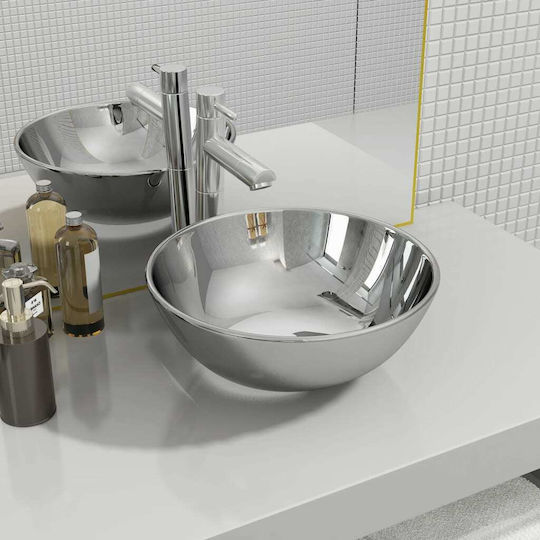 vidaXL Countertop Sink Ceramic 28x28x10cm Silver