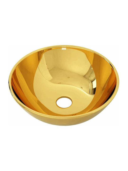 vidaXL Vessel Sink Ceramic 28x28x10cm Gold