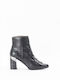 Leder Stiefeletten Damen Schwarz