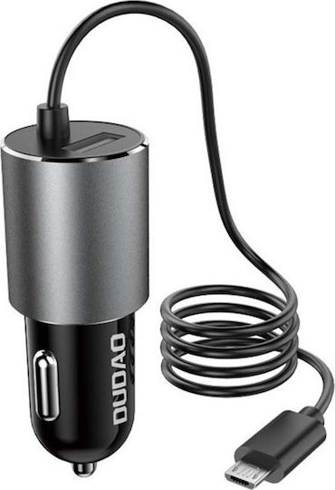 Dudao Încărcător Auto 17W 3.4A cu Porturi: 1xUSB 1xBrichetă împreună cu Cablu Micro-USB / Integrat Negru Culoare