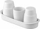 Plast Port Salt and Pepper Shaker Set with Stand 4 Pieces KT-TS01 White