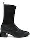 Hispanitas Leather Women's Ankle Boots with Medium Heel Black