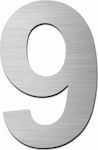 Zogometal House Number 9 Sign Silver 12cm Inox Matt