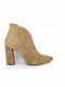 Moods Shoes 7011 Suede Women's Ankle Boots with High Heel Beige